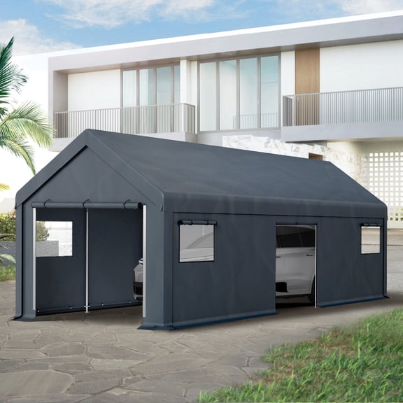 Summit Living 13' x 24' x 9.6' Portable Carport with Removable Sidewalls, Outdoor Storage Shelter, Garage with All-Weather Canopy