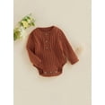 thumbnail image 3 of Cenuakty Baby Knit Romper, Long Sleeve Crew Neck Solid Fall Winter Bodysuit for Girls Boys, 3 of 8