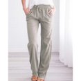 thumbnail image 1 of New solid color Spring And Summer Women's Cotton Linen Drawstring Loose Wide-Leg Pocket Pants Hot Sale Long Trousers, 1 of 5
