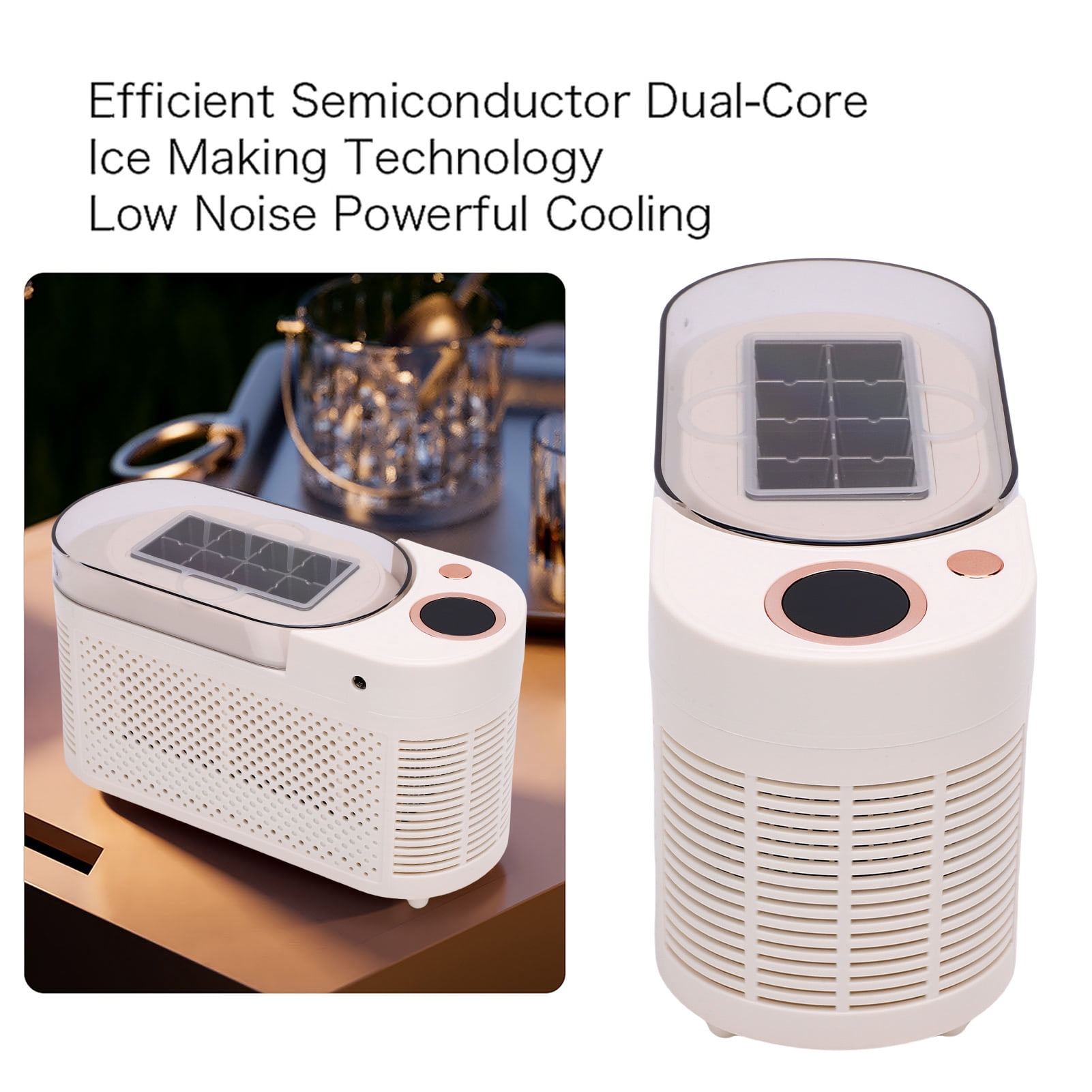 BIMZUC Portable Countertop Ice Maker Machine 120W, Produces 8 Cubes in 10-15 Minutes, Compact for Home Car Office and Camping, US Plug Edition (9.8 inches / 25 cm)