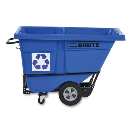 Rubbermaid Commercial 2089826 BRUTE 1,250 lb Capacity 1 cu. Yd. Plastic/Steel Frame Rotomolded Recycling Tilt Truck - Blue