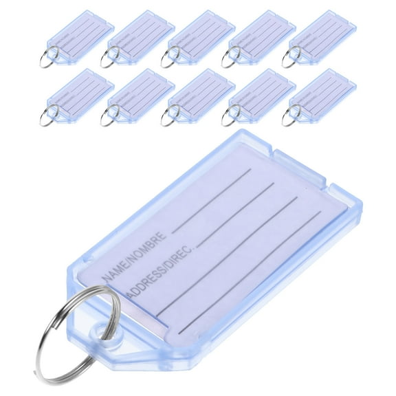 WHAMVOX 30pcs Plastic Key Tags White Item Identifiers With Split Ring Label Window Container Id Luggage Tag Key Ring Key Chain Plastic Key Tags With Label