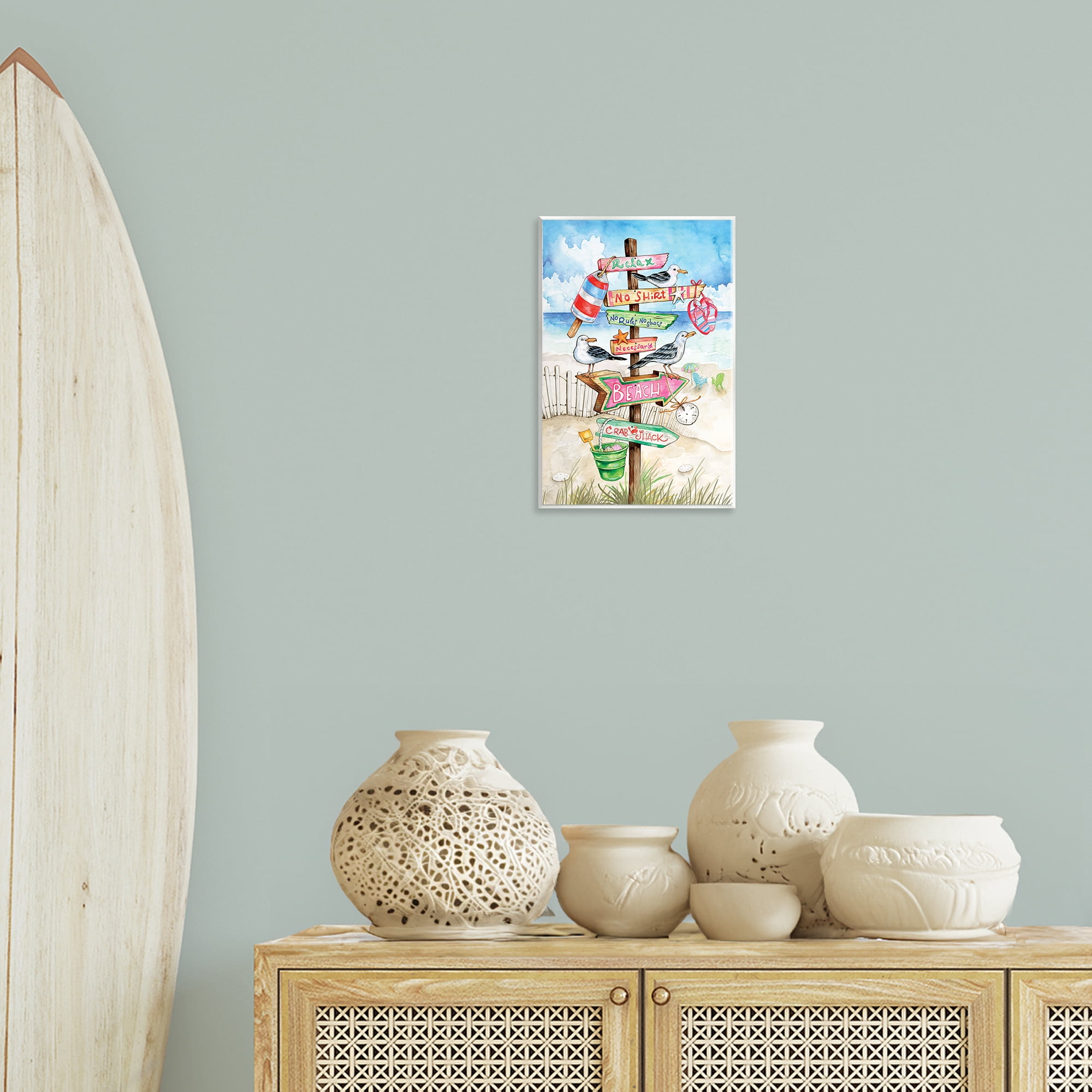 Stupell Industries Seaside Rules Signs Nautical & Beach Painting Unframed Art Print Wall Art, 10 x 15