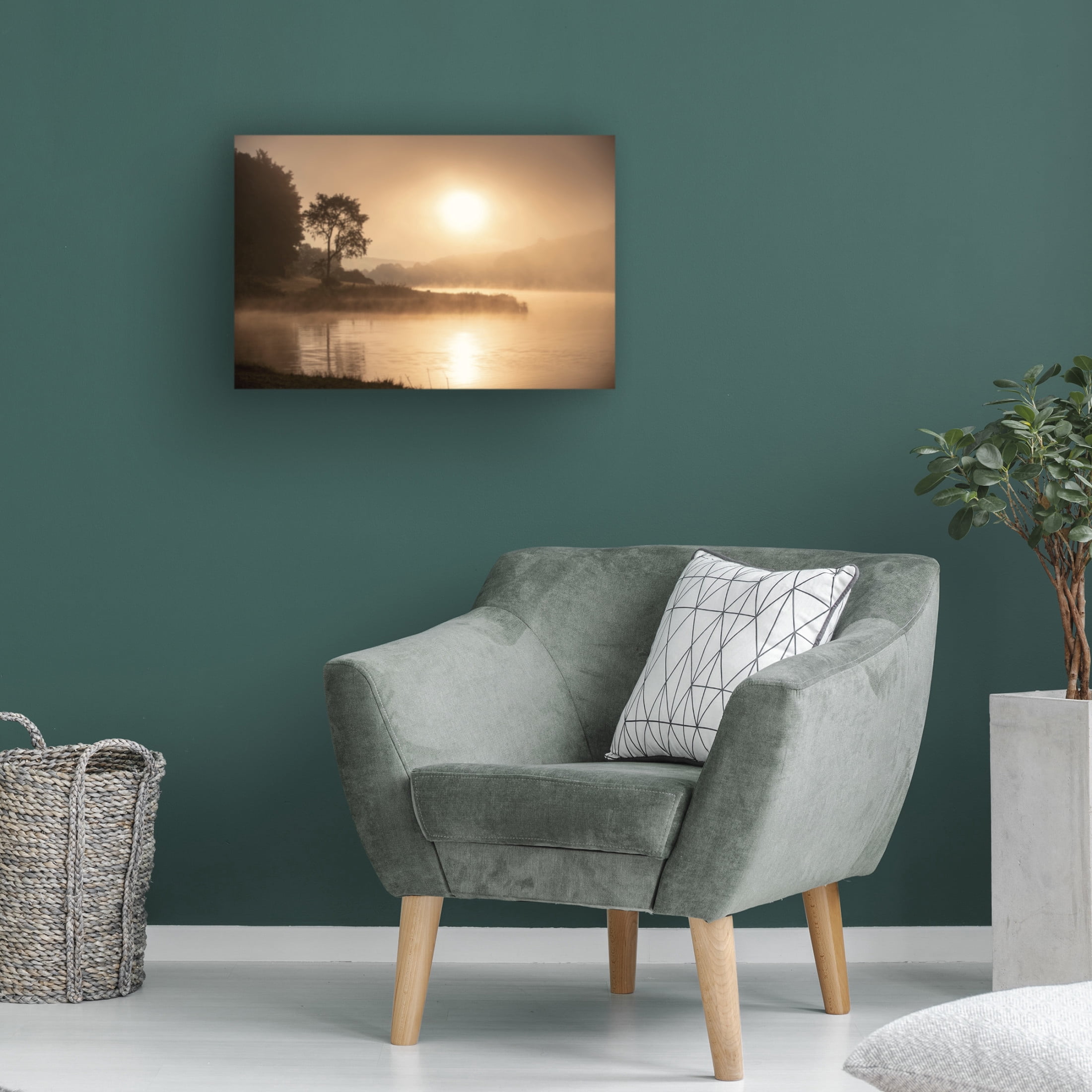 Canvas Wall Art - GS Photo 'Misty Morning on Hidden Lake' Wall Art for Living Room, Bedroom, or Office Décor by Trademark Fine Art - 32 x 22 Inches