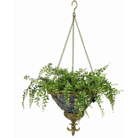 Ay Outdoors Antique Gold Sofia Hanging Fabric Planter With Royal Ay Outdoors Antique Gold Sofia Hanging Fabric Planter With Royal Zanzibar Liner