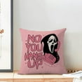thumbnail image 3 of Halloween Pillow Covers 20x20 Inch Set of 2, Pink No You Hang Up Horror Ghost Design Throw Pillows Farmhouse Linen Funny Halloween Decorative Pillow Case for Couch Sofa Indoor Outdoor Decor, 3 of 6