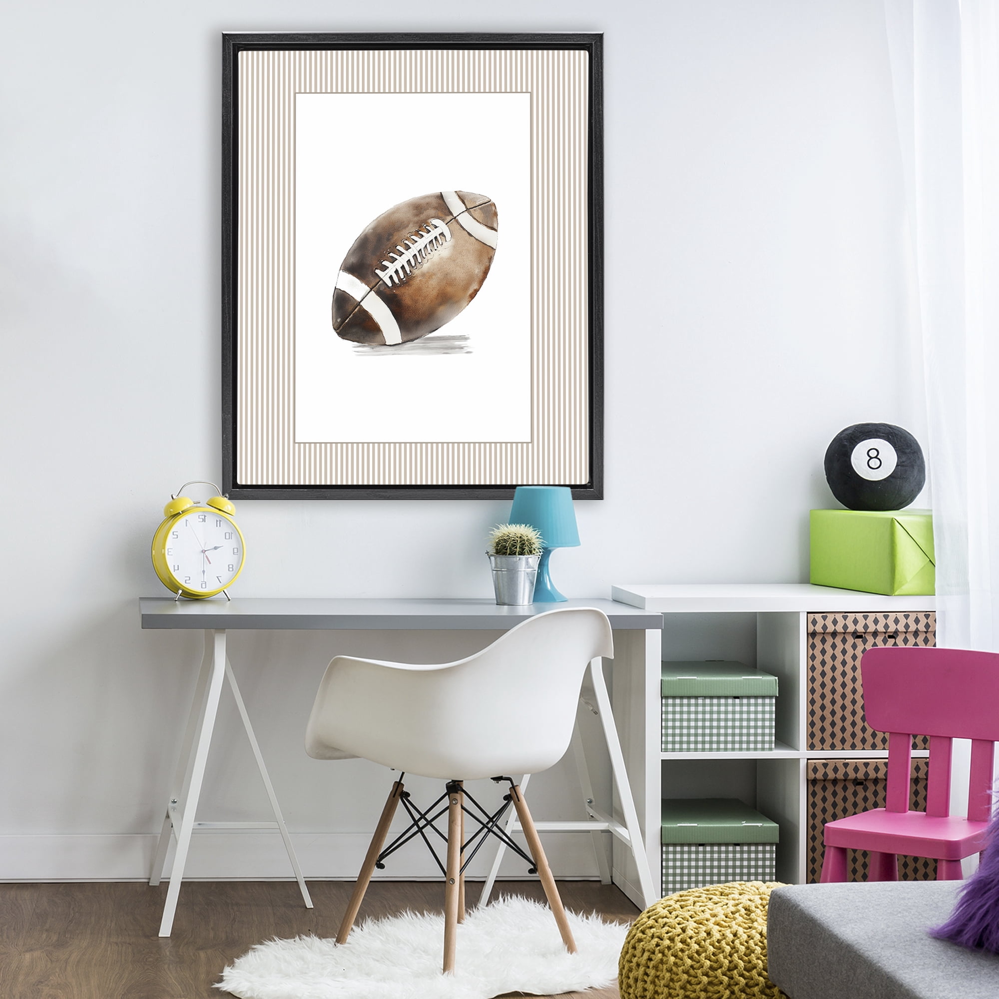 Stupell Industries Vintage Sports Football Black Framed Floater Canvas Wall Art, design by Christine Simpson Art