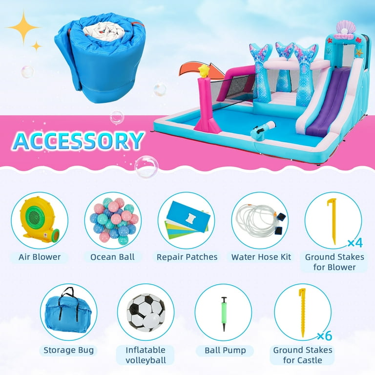 Erommy Inflatable Water Park for Kids, 7-in-1 Bounce House with