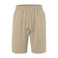 thumbnail image 6 of KKBOTIVE Mens 2pc Outfit Set Button Down Crewneck T Shirt Top and Shorts Pants Set 2 Piece Summer Suits Adults, Khaki Size: M, 6 of 9