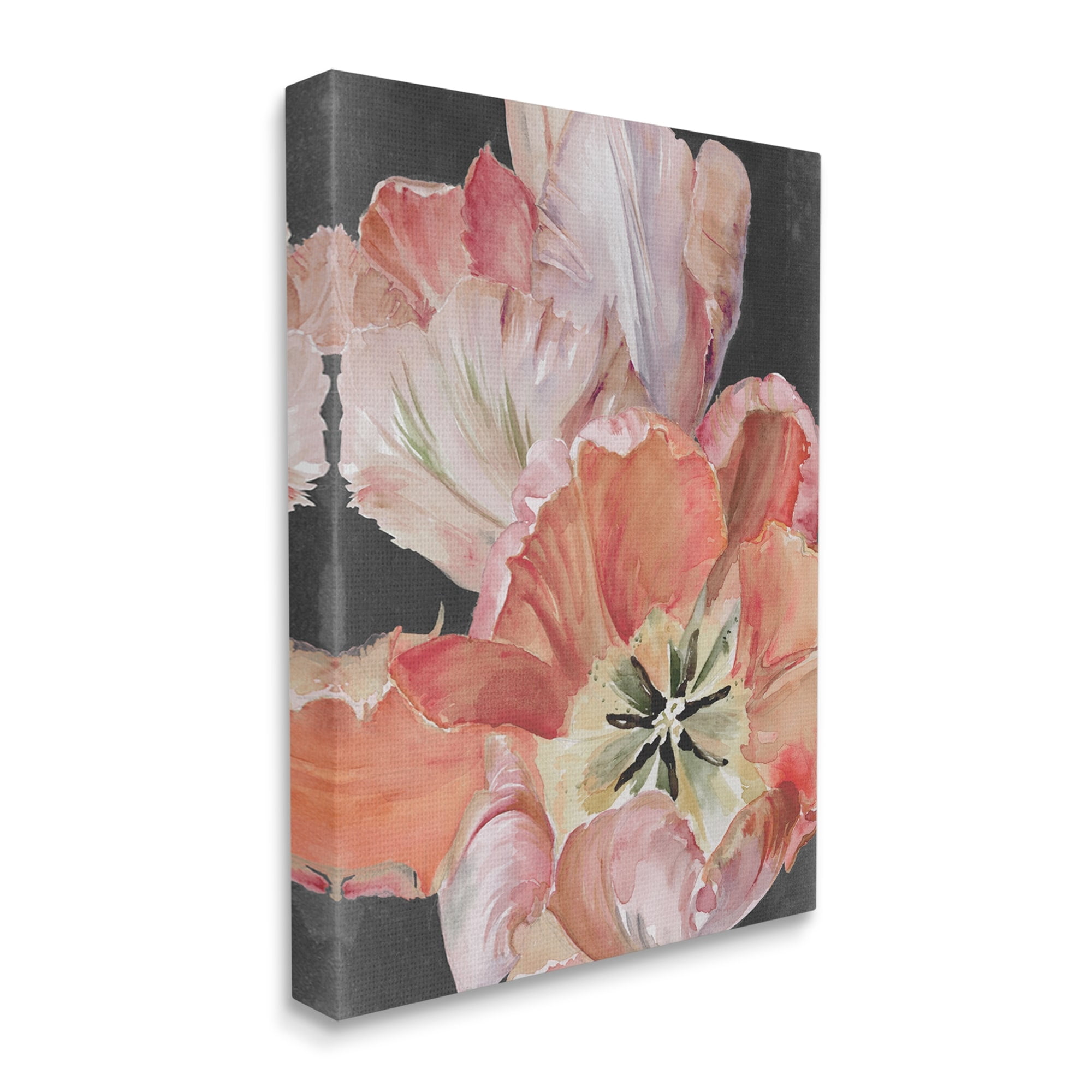 Stupell Industries Pink Hibiscus Petals Blooming Botanical & Floral Painting Gallery Wrapped Canvas Print Wall Art