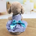 thumbnail image 4 of Frogued Casual Comfortable Cotton Pet Dog Cat Stripe Bow-knot Skirt Dress for Spring/Summer (Blue,S), 4 of 13