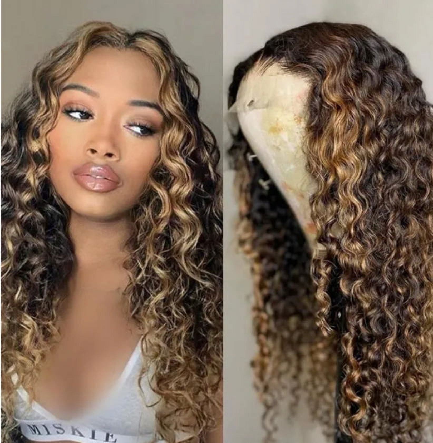 Highlight Wigs Natural Wave Ombre Synthetic wigs Unit Blonde Natural Looking P4/27 Long Curly Wigs for Women