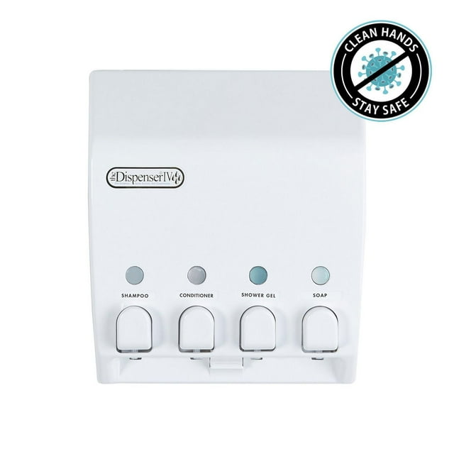 Better Living Products 71450 CLASSIC Distributeur de savon et de douche mural à 4 chambres, blanc
