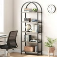 thumbnail image 6 of CABIHOME Bookshelf Tall Bookcase Arched Standing Bookshelves Modern Display Racks 5 Tier Storage Rack Shelf Large Wood Book Shelf for Bedroom, Living Room, Home Office, 6 of 16