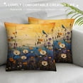thumbnail image 3 of Chilfamy Flowers Sunset Blue Bird Pillow Covers for Couch Sofa Indoor Outdoor Throw Pillow Cover Spring Pillow Case 1PC 18x18in, 3 of 5