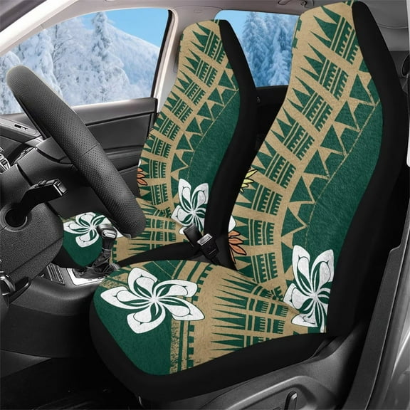 Garronmavis Polynesian Two Fuzzy Front Car Seat Covers Fluffy Seat Covers fit for Most of SUV,Sedan,Trucks Universal Bucket Seat Cover Auto Protectors
