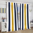 thumbnail image 5 of Striped Curtains, Navy Blue Orange White Striped Pattern Print Window Treatments, Rod Pocket Thermal Insulated Drapes 2 Panel Sets for Bedroom Living Room, 55" W X 39" L, 5 of 8
