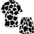 thumbnail image 4 of SKQIT Ensembles de Pyjama à Manches Courtes pour Femmes, 2 Pcs Imprimé Mignon Chemise Boutonnée en Satin Doux et Shorts, 4 of 7