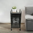 thumbnail image 3 of 5 Tiers Metal Rolling File Carts Rolling File Cabinet Cart Organizer with Wheels Black, 3 of 12