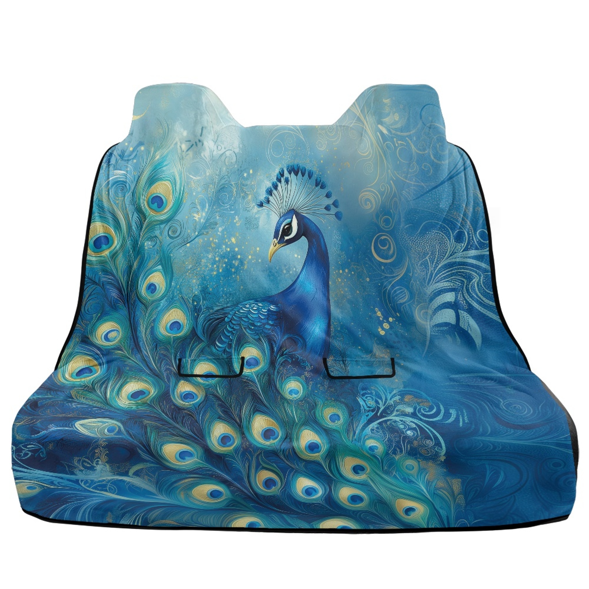 Drydeepin Blue Peacock Car Seat Cover Towel Backseat Breathable Rear Bench Towel Seat Covers Non-Slip Universal Fit for Sedan Trucks Van SUV, Automotive Seat Protector