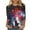 F-Multicolor, variant on Womens 4th of July Shirts Memorial Day Blouse for Women Fourth of July T Shirt Womens American Flag Tops Patriotic Tee Printed Round Neck Three Quarter Sleeve 3/4 Sleeve T-Shirt Loose Top
