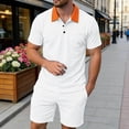 thumbnail image 2 of JAJAHO Mens Summer Short Sleeve Shirt And Shorts Set Comfortable Casual Wear Textured Loose Fit Polo Shirts Shorts 2 Piece Cozy Outfit, 2 of 4