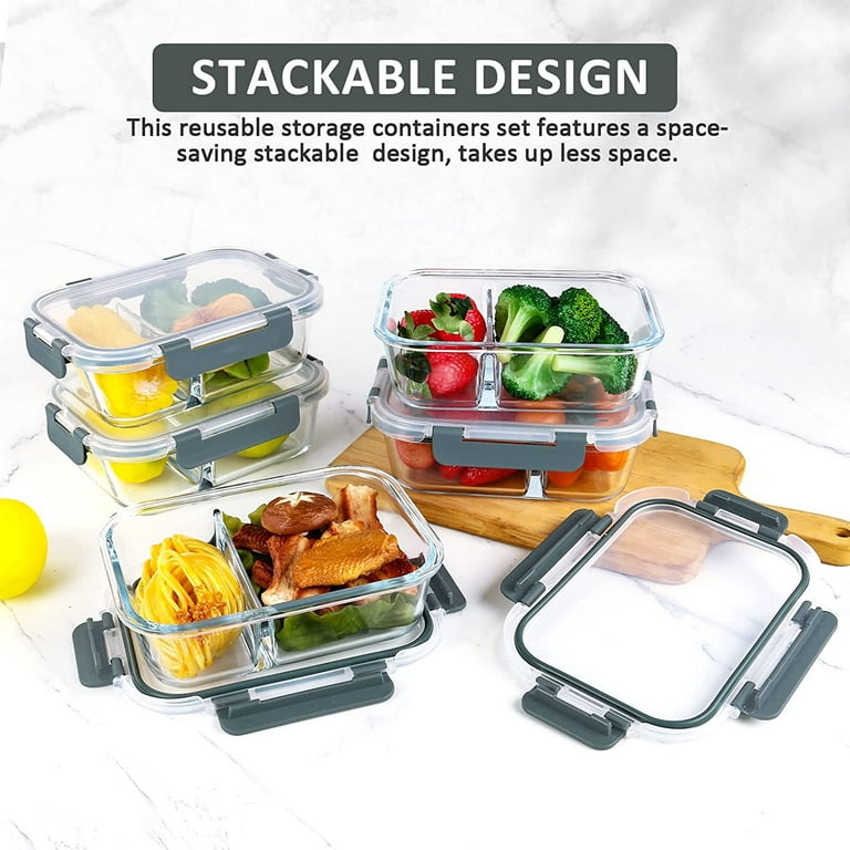 High Borosilicate Glass Lunch Box Container / 2 Compartment Food