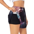 thumbnail image 3 of Lsque Dramatic Shark Attack Printed Women's Running Shorts with Liner Pockets,Elastic Quick Dry Workout Athletic Gym Yoga Shorts,Womens High Waist Shorts-XX-Large, 3 of 9