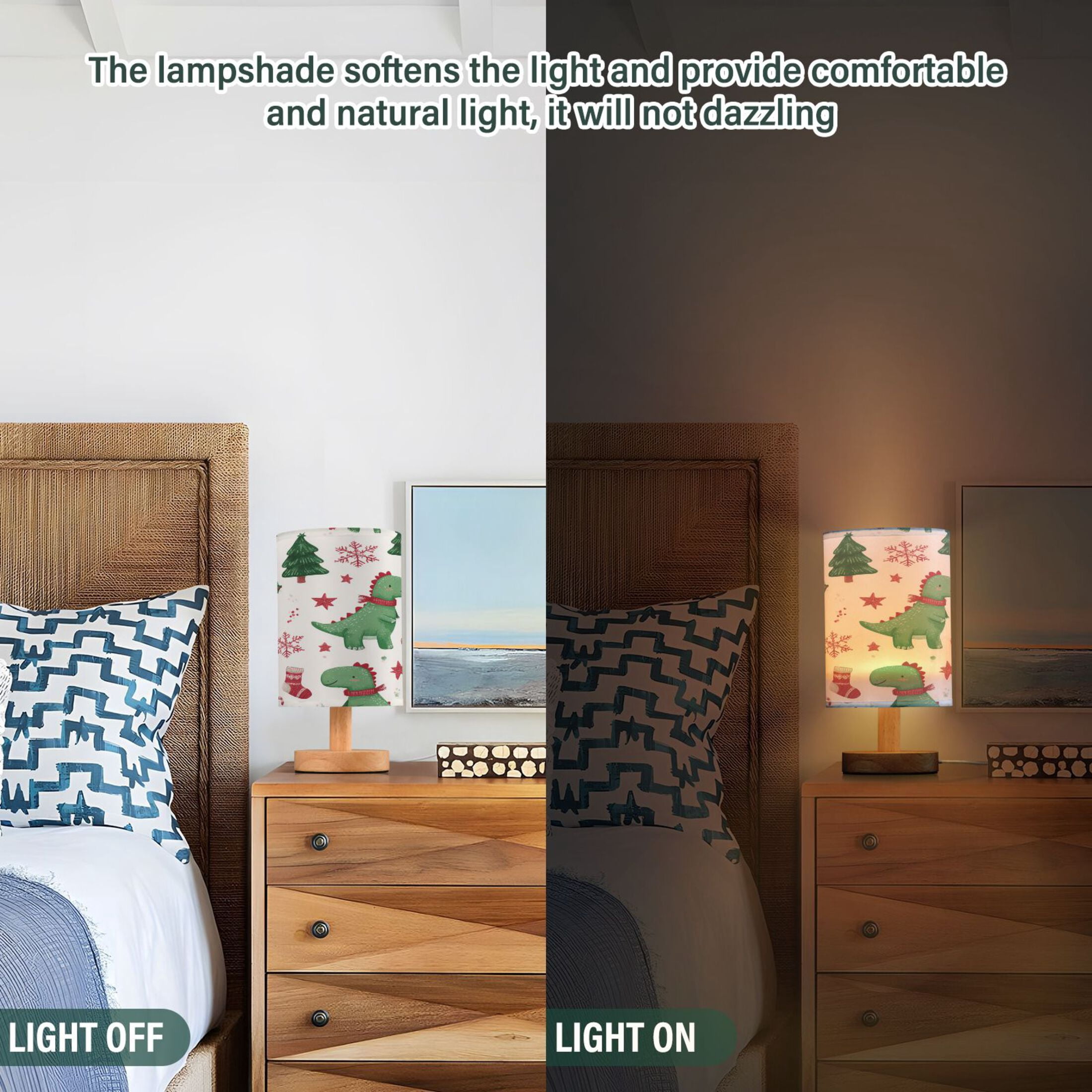 Table Lamp Desk Lamp Bedside Lamp LED Lamp Night Light With USB Charging Interface for Home Bedroom Living Room Little Green Dinosaur