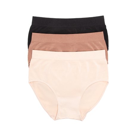 Paramour by Felina | Body Smooth Seamless Brief 3-Pack | No Visible Panty Lines (Cocoa Beans  X-Large)