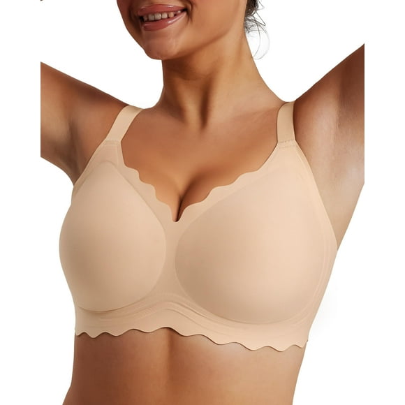 Sujetador LUXMAY para mujer, suave y cómodo, inalámbrico, para flexiones, color nude, 3XL