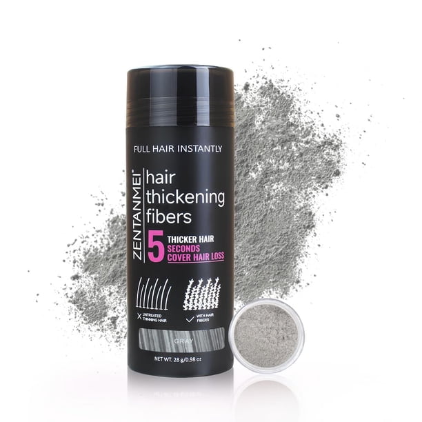 Fibras capilares para adelgazar el cabello para mujeres Fibras naturales para la construcción del cabello 0.98 oz Polvo para volumen del cabello Cubrir la zona calva para hombres y mujeres (gris)