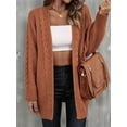 thumbnail image 6 of Womens Oversized Cardigan Sweaters Open Front Cable Knit Lantern Long Sleeve Chunky Outwear Coats Camel Color S, 6 of 10