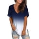 thumbnail image 4 of ICHUANYI Clearance Women's Fashion Printing Casual Gradient V-neck Short Sleeve Loose T-shirt Tops(Navy, M) ICHUANYI WER2023080807430, 4 of 7