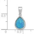 thumbnail image 2 of 925 Sterling Silver Rhodium Plated Synthetic Opal Polished Teardrop Shaped Pendant, 2 of 5