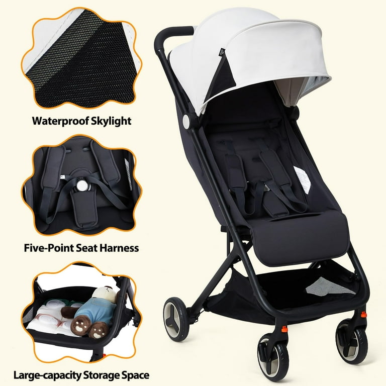 Plane Best Collapsible Stroller TROPOW Lightweight Stroller For Newborn,  Compact Baby Stroller For Airplane With 5-Point Harness, Storage Basket,  Travel Stroller For Toddler, Infant Stroller For ...
