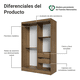 thumbnail image 4 of Ropero Closet Madesa Luke 2 Puertas 1 Puerta Con Espejo Marrón, 4 of 15