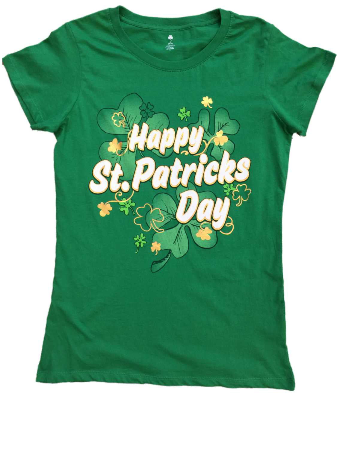 Shamrock - Womens Green & Gold Happy St Patricks Tee Shirt Clover ...