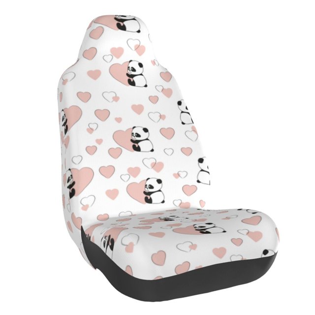 Balery Heart Panda Funda de Asiento para Auto con Diseño - Cubierta Frontal Suave y Transpirable con Protector Antideslizante- 1 Unidad