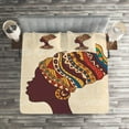 thumbnail image 2 of Ambesonne Tribal Quilted Coverlet 3 Pcs, Woman, King Size, Cream and Brown, 2 of 2