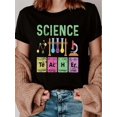 thumbnail image 1 of Women'S Polyester Crew Neck T-Shirt with Science Element Alphabet Pattern - Casual Short-Sleeve Round Neck Tee for All Seasons, 1 of 7