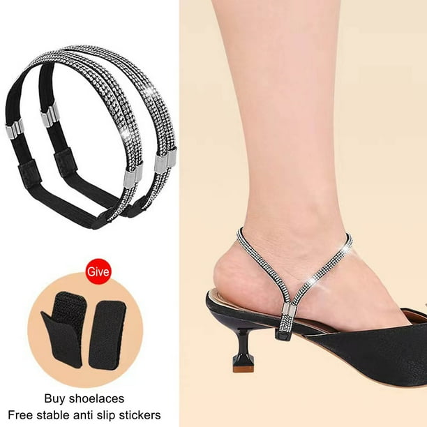 Correas elásticas para tacones altos | Correas de tobillo con diamantes de imitación para mujer | Correas de repuesto antisueltos para tacones y stilettos | Ajustables, reutilizables y desmontables