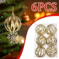 thumbnail image 4 of AYktou 6 Pcs Christmas Ornaments Balls, 2.3 Inch Wavy Grain Hollow Sphere Hanging Pendant Glittering Christmas Tree Decoration Set Christmas Balls Hanging Ornaments for Living Room Party Decor, Gold, 4 of 6