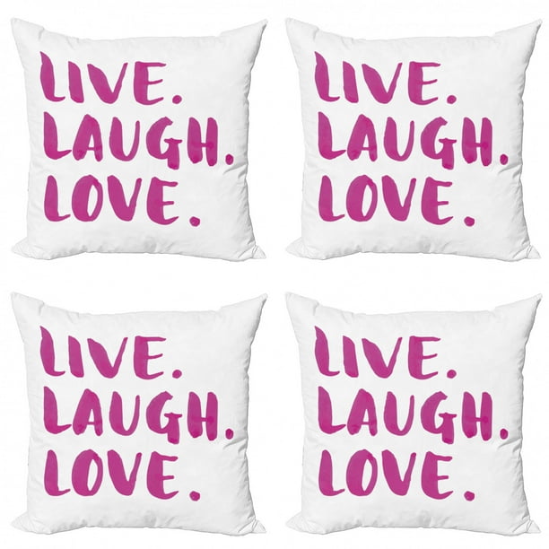 Live Laugh Love Throw Pillow Cushion Case Pack of 4, Happy Life Message