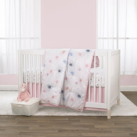 Little Love By Nojo Pink Starburst 3 Piece Crib Bedding Set