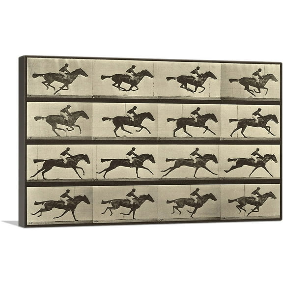 ARTCANVAS Animal Locomotion - Race Horse Canvas Art Print by Eadweard Muybridge - Size: 26" x 18" (0.75" Deep)