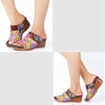 thumbnail image 4 of OIOLOYJM Womens Summer Wedge Sandals Orthopedic Arch Support Comfy Slip-On with Floral Hollow Design Peep Toe Platform Boho Beach Shoes Purple US/6, 4 of 5