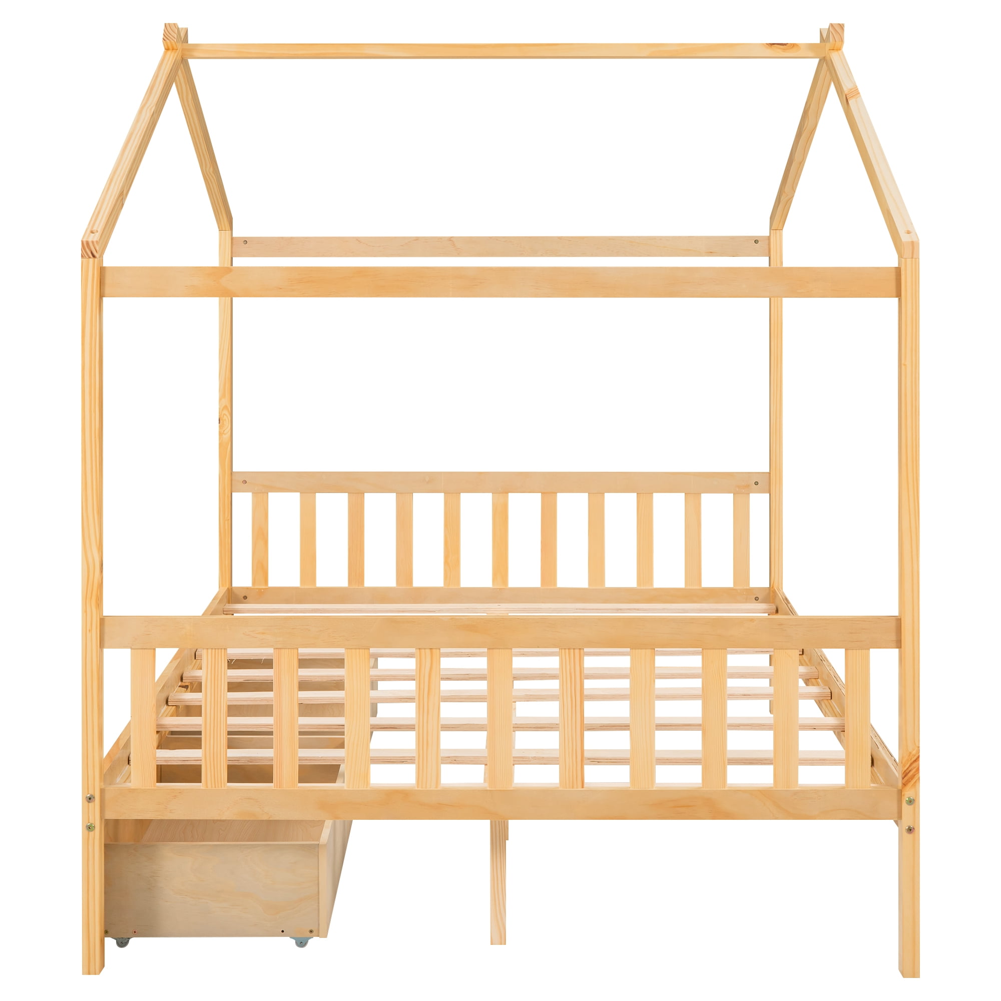 Wooden House Canopy Bed Frames Easy Assembly Wooden Slat Mattress Foundation House Platform Bed With Headboard Footboard Roof Design House Platform Bed For Bedroom