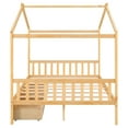 thumbnail image 3 of House Bed with Drawers and Roof, Full Size Wood Bed Daybed Full Size House Low Loft Bed with Two Drawers, Headboard and Footboard, Can be Decorated for Girls, Boys(Natural), 3 of 8