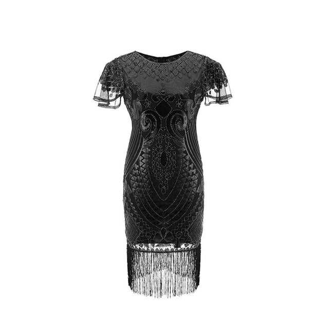 Pisexur Robes pour Femmes Manches Courtes Col Rond Robe de Boîte de Nuit Soirée Fête Mode Franges Robes de Retour à la Maison Tunique Robes de Cocktail pour Femmes Élégante Robe Midi en Dentelle
